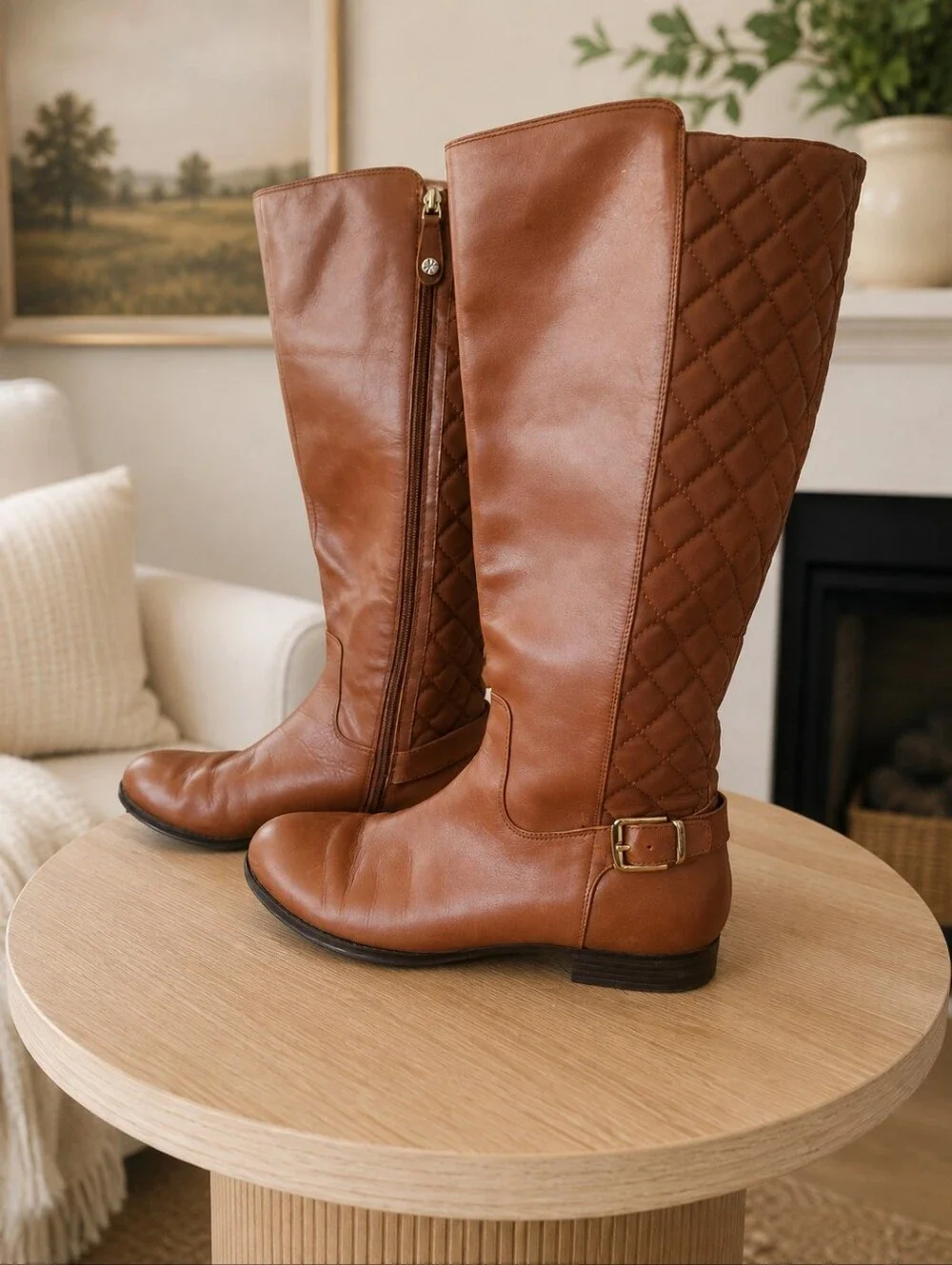 Isaac Mizrahi Live! Leather Riding Boots Wide Calf -Standard Sz10 Women